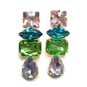 Earrings Post Pink Green Blue Gold Drop Dangle NEW AU22